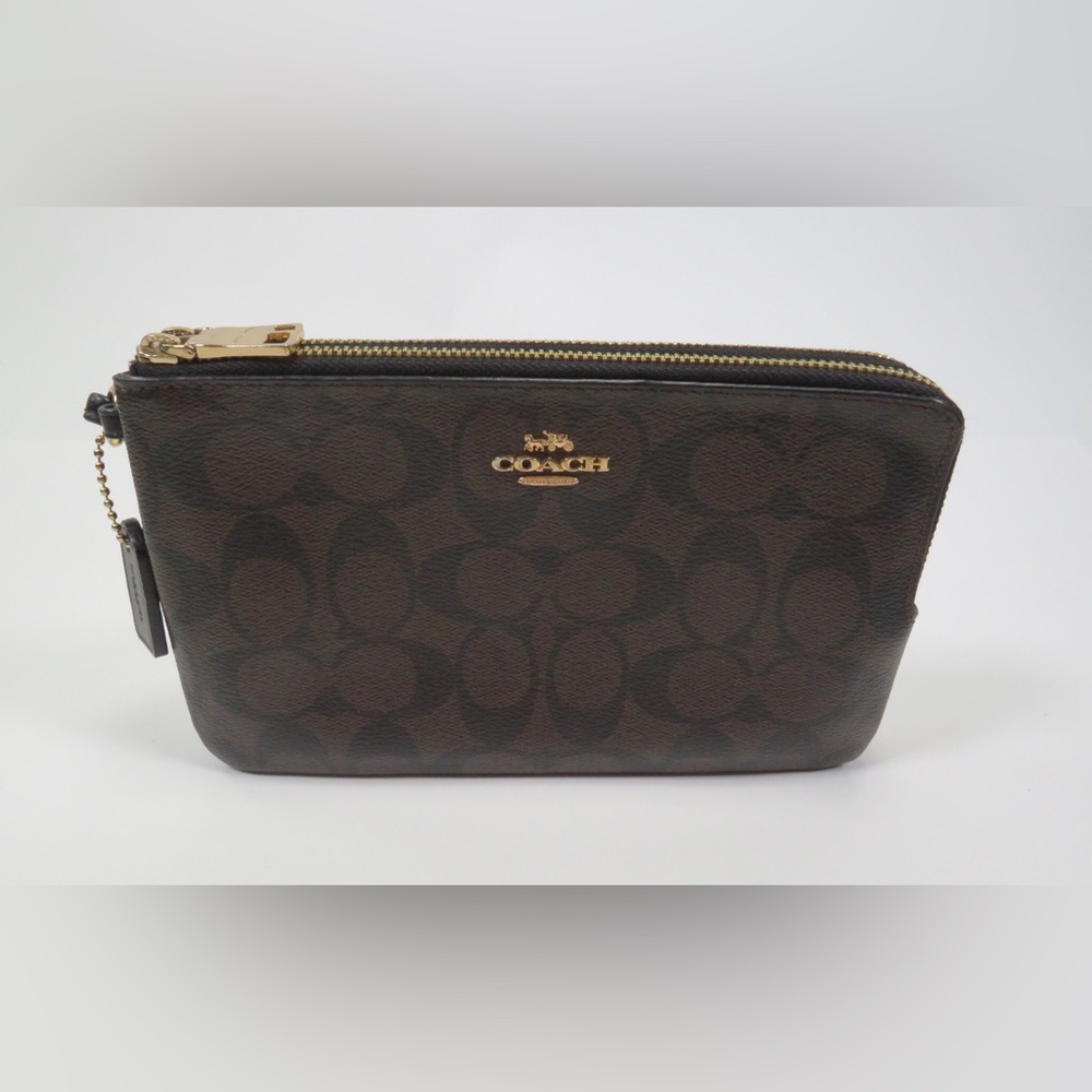 NWOT Coach Large Double Zip Signature Wristlet/Clutch